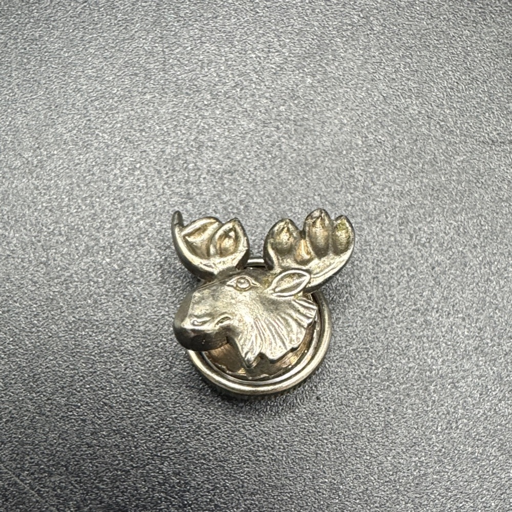 Vintage Moose Head Screwback Pin Sterling Silver Loyal Order of Moose Lodge
